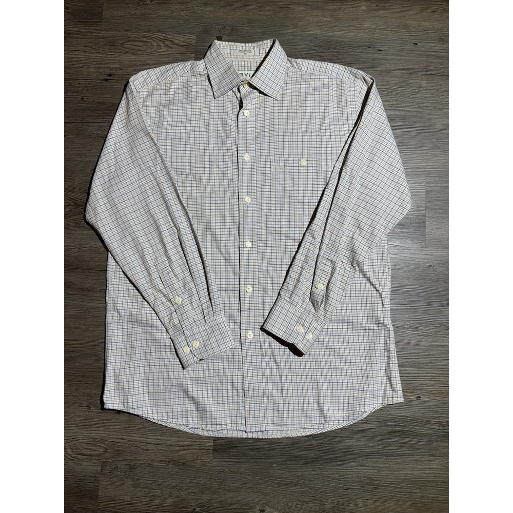 Orvis Men's Medium Plaid Button Front Shirt Long Sleeve 100% Cotton Casual
